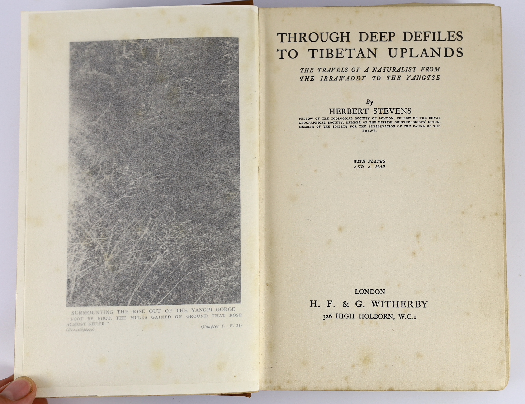 Waddell, L. Austine - Lhasa and its Mysteries: with a record of the expedition of 1903-1904. 4th edition. coloured frontis., 85 photo. plates, 7 maps (3 folded) and text illus.; publisher's coloured pictorial cloth (with